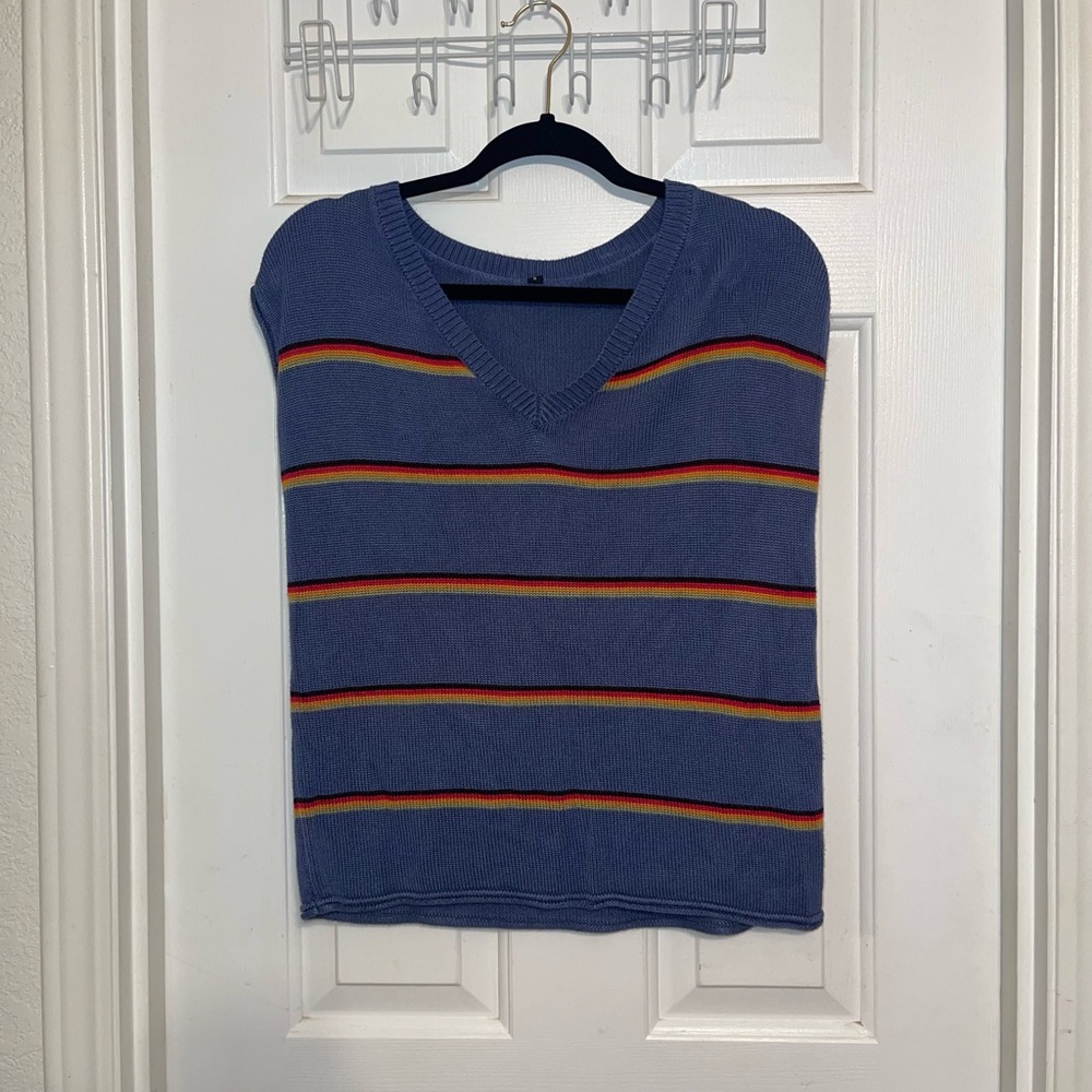 Striped V-Neck Sweater Vest